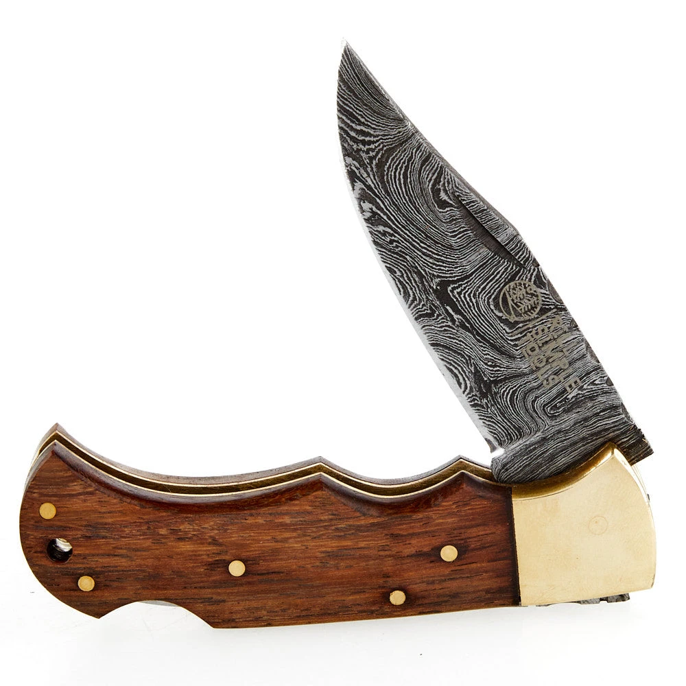 RILL SIMPLE TOOLS Rill Woody Damascus Folding Skinner W/sheath 017 - Image 2