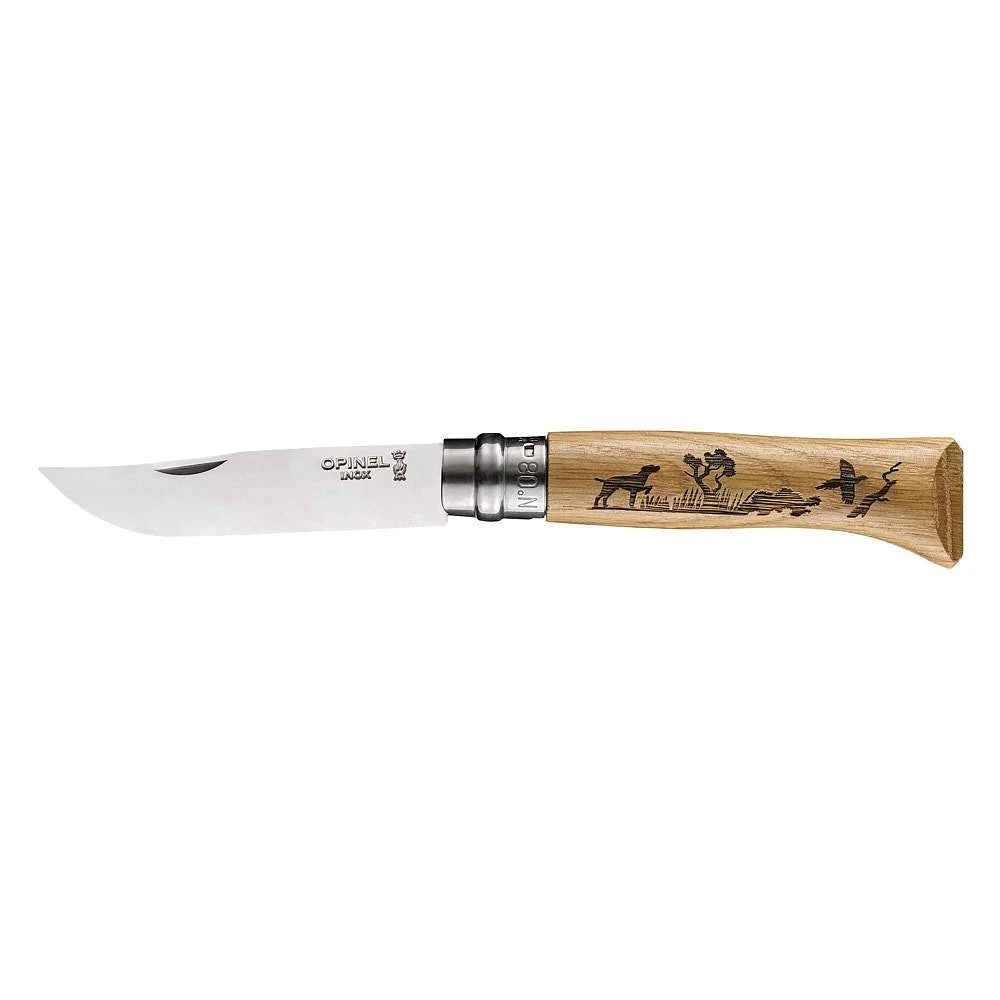 Opinel Usa Inc. No.8 Oak Engraved Handle Animalia Dog 002335
