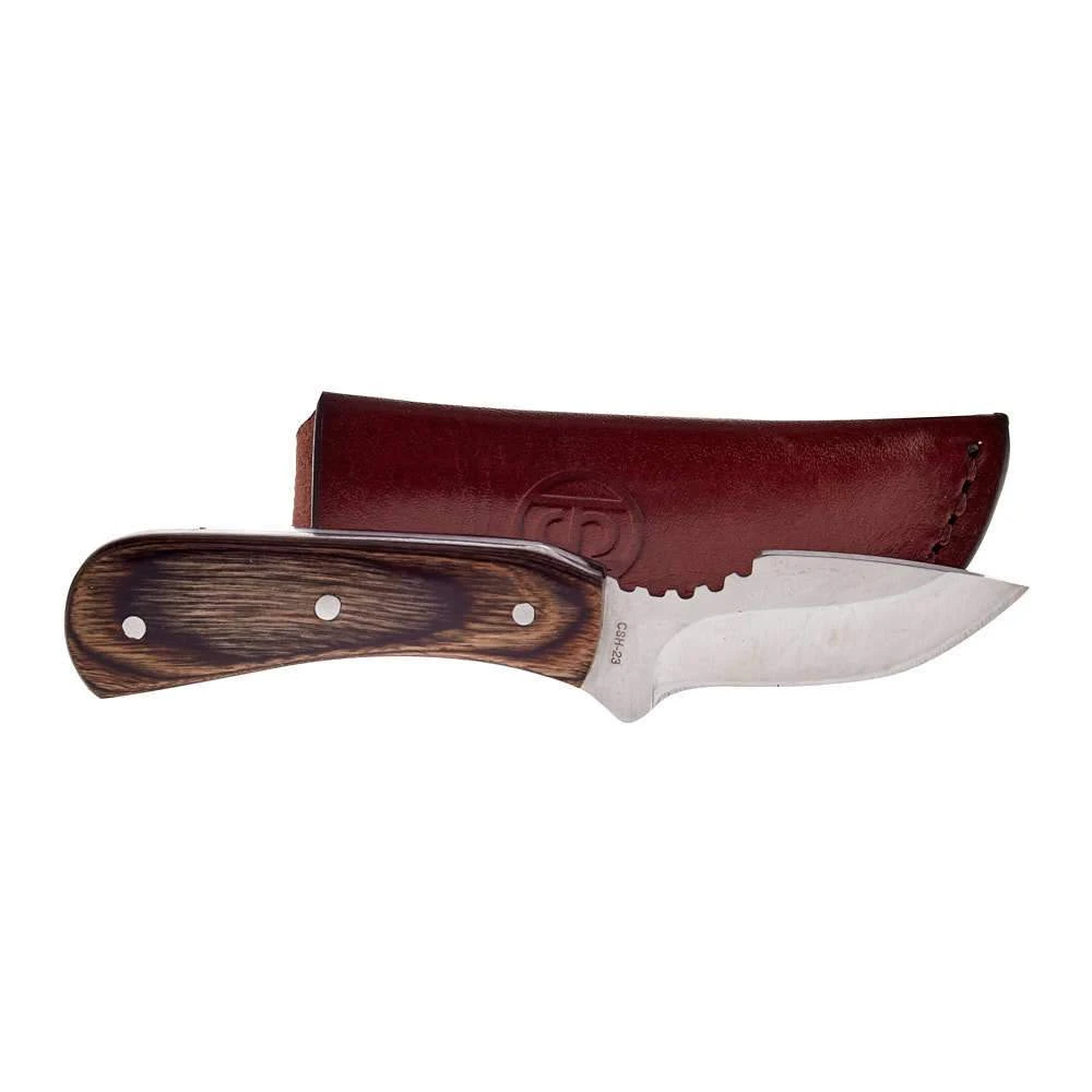 Western Fashion Circle SH Fixed Blade Brown Pakkawood W/Sheath CSH-23
