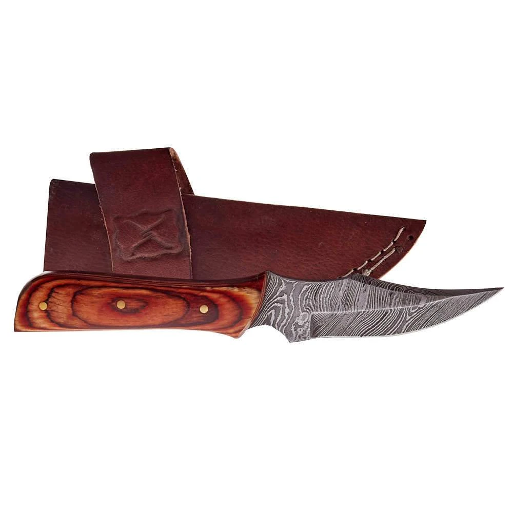 Western Fashion Twisted X Damascus Light Pakkawood Fixed Blade W/Sheath XA-B1109