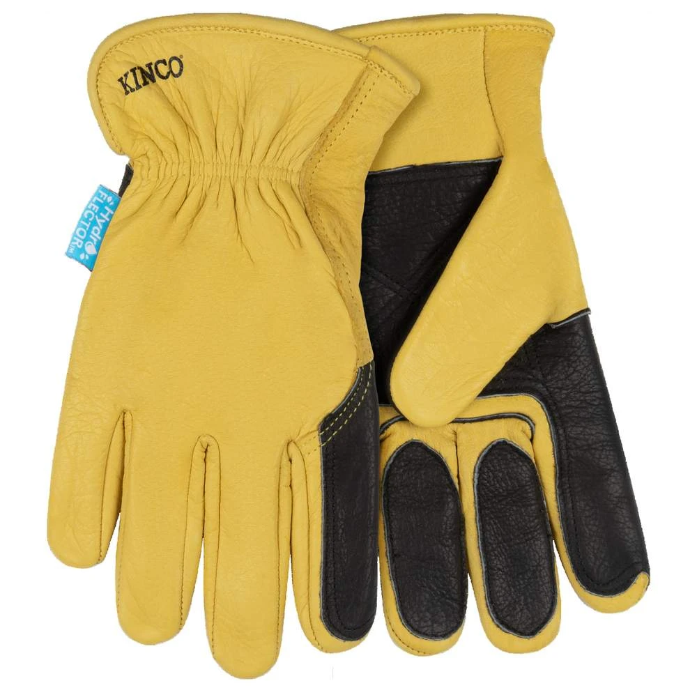Kinco Gloves Hydroflector Water Resistant Grain Buffalo Driver W/Double Palm Glove
