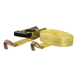 Curt Manufacturing Cargo Ratchet Strap Yellow 2iinx27ft With J-Hooks