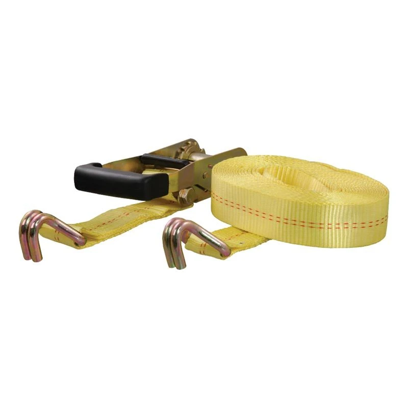 Curt Manufacturing Cargo Ratchet Strap Yellow 2iinx27ft With J-Hooks